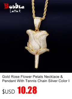 Bubble Letter 1 Row Tennis Chain Zircon Necklace Hip Hop Jewelry Gold Color Copper Material Men Rock Link 18inch 20inch