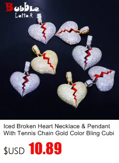 Bubble Letter 1 Row Tennis Chain Zircon Necklace Hip Hop Jewelry Gold Color Copper Material Men Rock Link 18inch 20inch