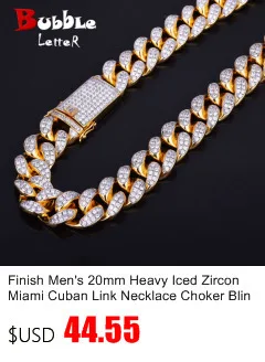 Bubble Letter 1 Row Tennis Chain Zircon Necklace Hip Hop Jewelry Gold Color Copper Material Men Rock Link 18inch 20inch