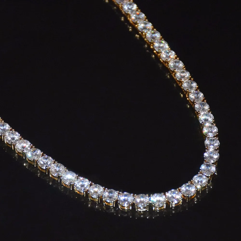 Bubble Letter 1 Row Tennis Chain Zircon Necklace Hip Hop Jewelry Gold Color Copper Material Men Rock Link 18inch 20inch