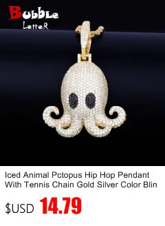 Bubble Letter 1 Row Tennis Chain Zircon Necklace Hip Hop Jewelry Gold Color Copper Material Men Rock Link 18inch 20inch