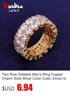 Bubble Letter 1 Row Tennis Chain Zircon Necklace Hip Hop Jewelry Gold Color Copper Material Men Rock Link 18inch 20inch