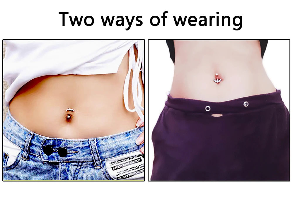 14G Dangle Belly Button Rings for Women Girls 316L Surgical Steel Curved Navel Barbell 5 Crystals Body Jewelry Piercing Ombligo
