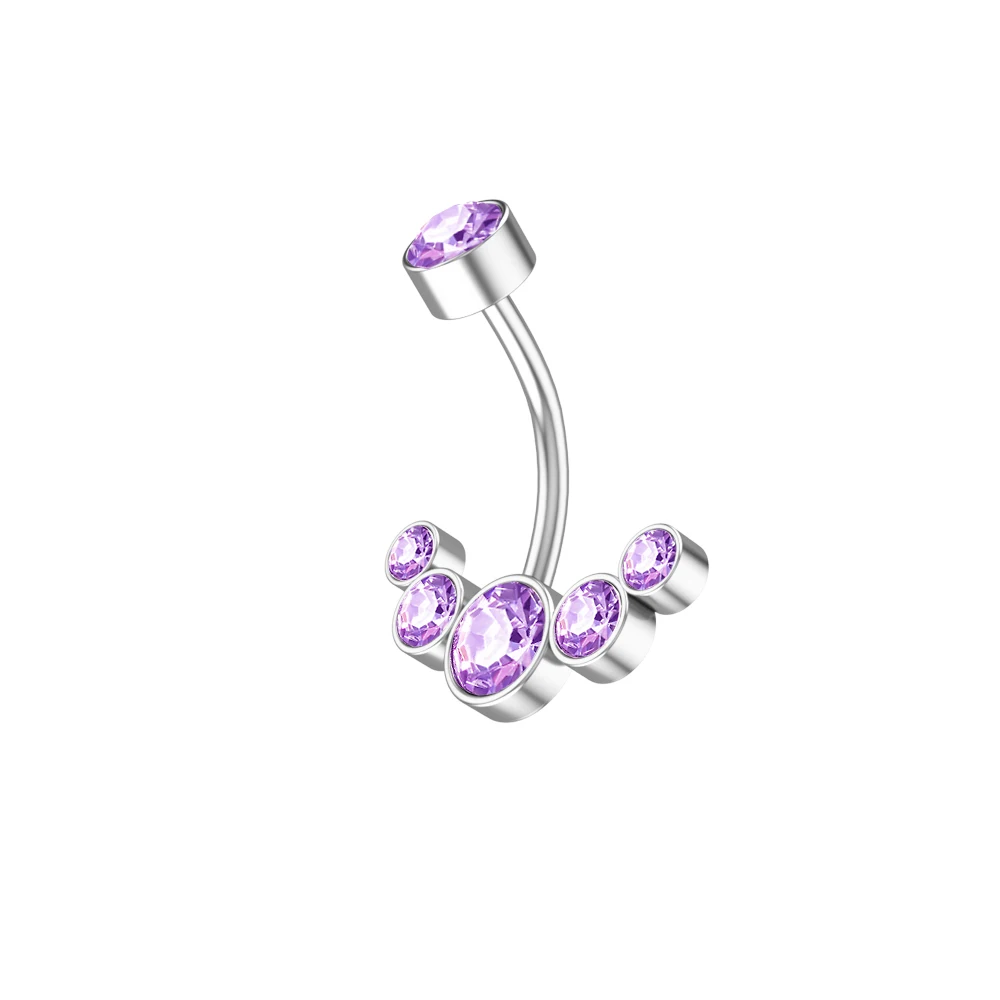 14G Dangle Belly Button Rings for Women Girls 316L Surgical Steel Curved Navel Barbell 5 Crystals Body Jewelry Piercing Ombligo