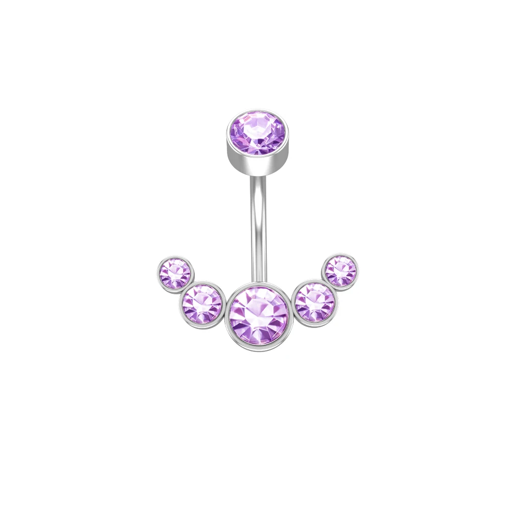 14G Dangle Belly Button Rings for Women Girls 316L Surgical Steel Curved Navel Barbell 5 Crystals Body Jewelry Piercing Ombligo