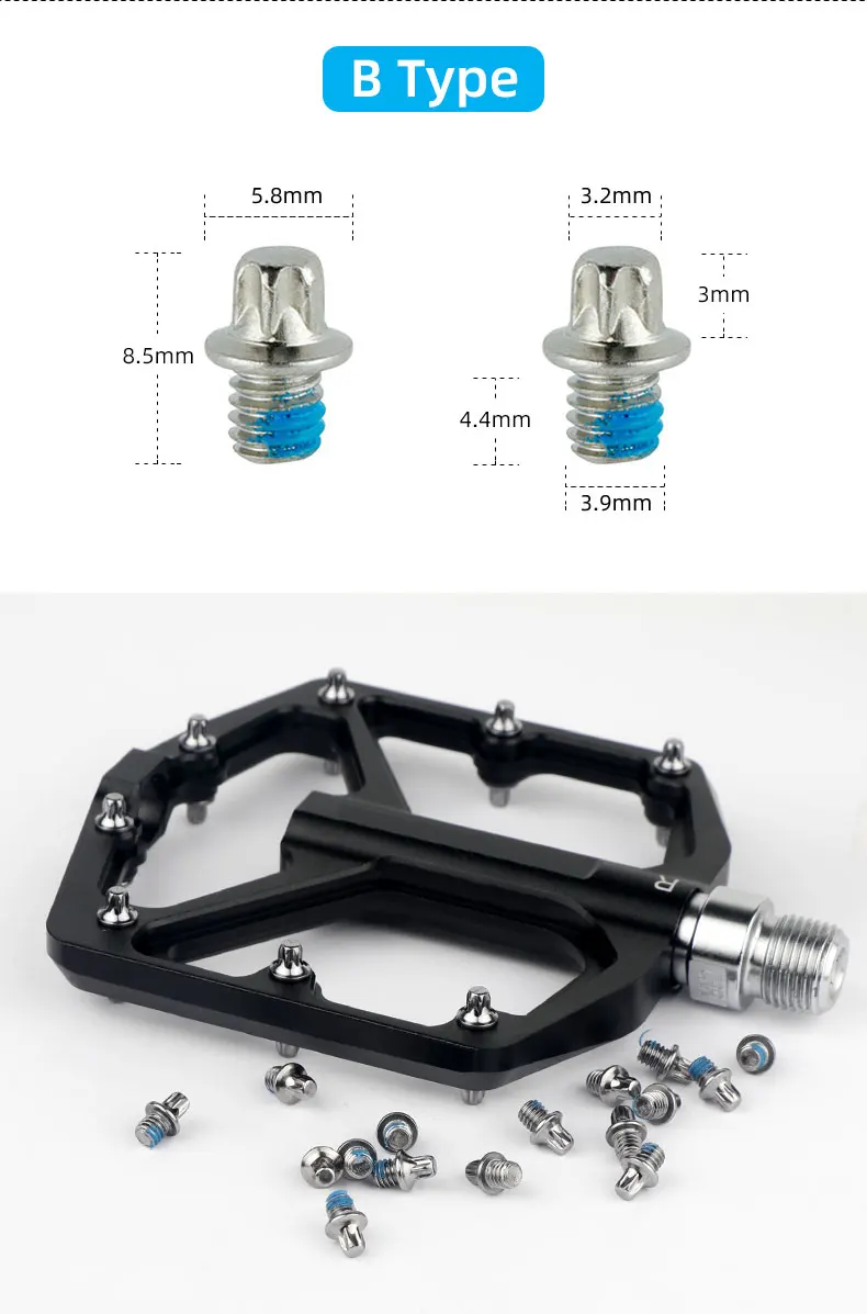 Deemount 25/50 PCS Bicycle Pedal Bolts M4 Steel Stud Pin Nail Cycle Anti-skid Spikes Bike Parts Optional Tool