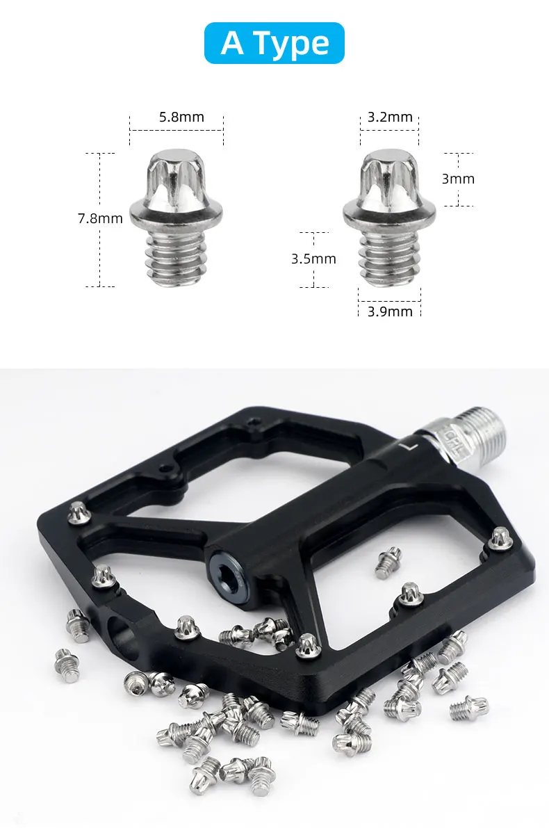 Deemount 25/50 PCS Bicycle Pedal Bolts M4 Steel Stud Pin Nail Cycle Anti-skid Spikes Bike Parts Optional Tool