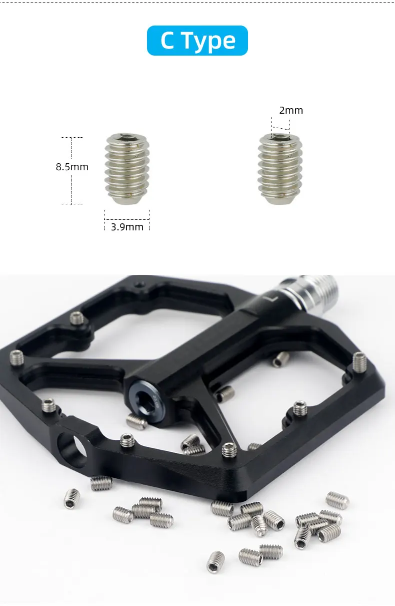 Deemount 25/50 PCS Bicycle Pedal Bolts M4 Steel Stud Pin Nail Cycle Anti-skid Spikes Bike Parts Optional Tool