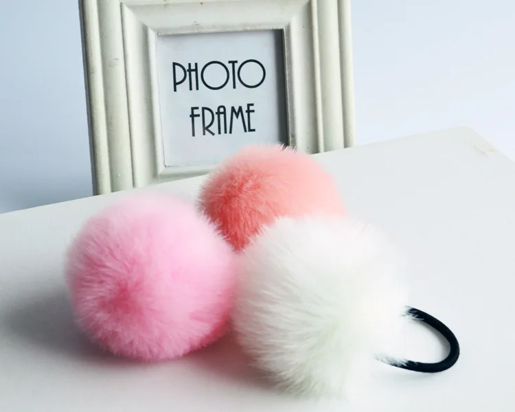 1PC Sweet girls Cute Little Girls' Pompom Hair Ties Double Pom Pom Elastic Band Hair Ropes Hair Accessories