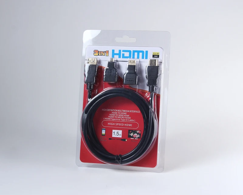 High quality Mini HDMI-compatible adapter Micro HDMI connector 1.5 meters 4K HD cable suitable for PS3 HDTV DVD XBOX PC Pro