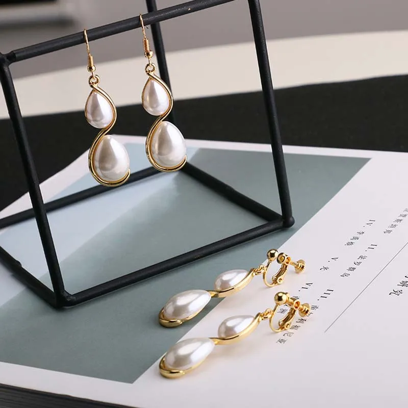 4 Color Geometry Irregular Metal Wave Pattern Glitter Clip on Earrings No Pierced for Women Minimalism Ear Clips Fashion Jewelry