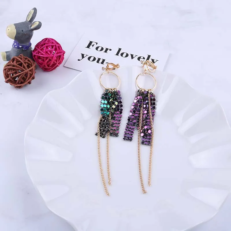 4 Color Geometry Irregular Metal Wave Pattern Glitter Clip on Earrings No Pierced for Women Minimalism Ear Clips Fashion Jewelry