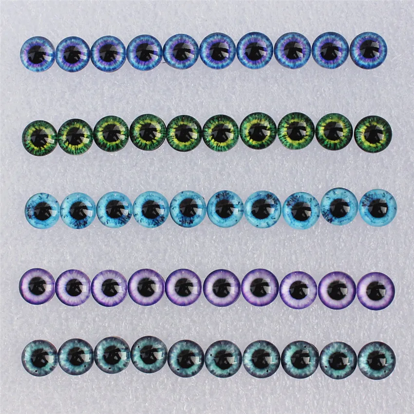 8 10 12 14 16 18 20 25mm Mixed with 5 different Dragon Eyes Pairs Pattern Glass Cabochon Flatback Photo DIY Making Accessories