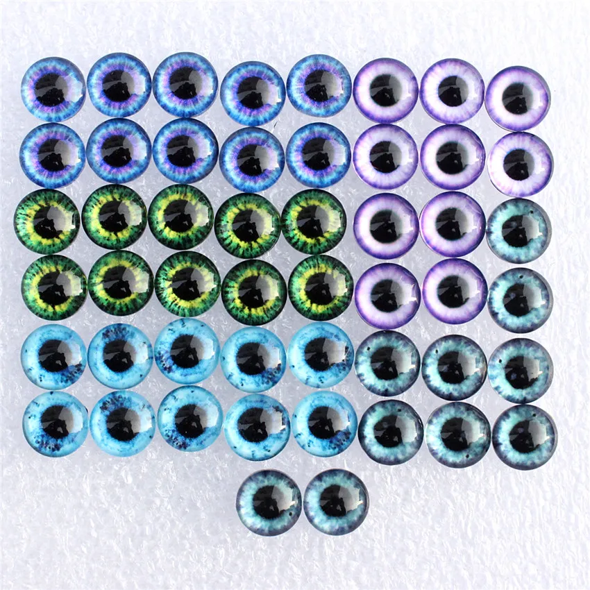 8 10 12 14 16 18 20 25mm Mixed with 5 different Dragon Eyes Pairs Pattern Glass Cabochon Flatback Photo DIY Making Accessories