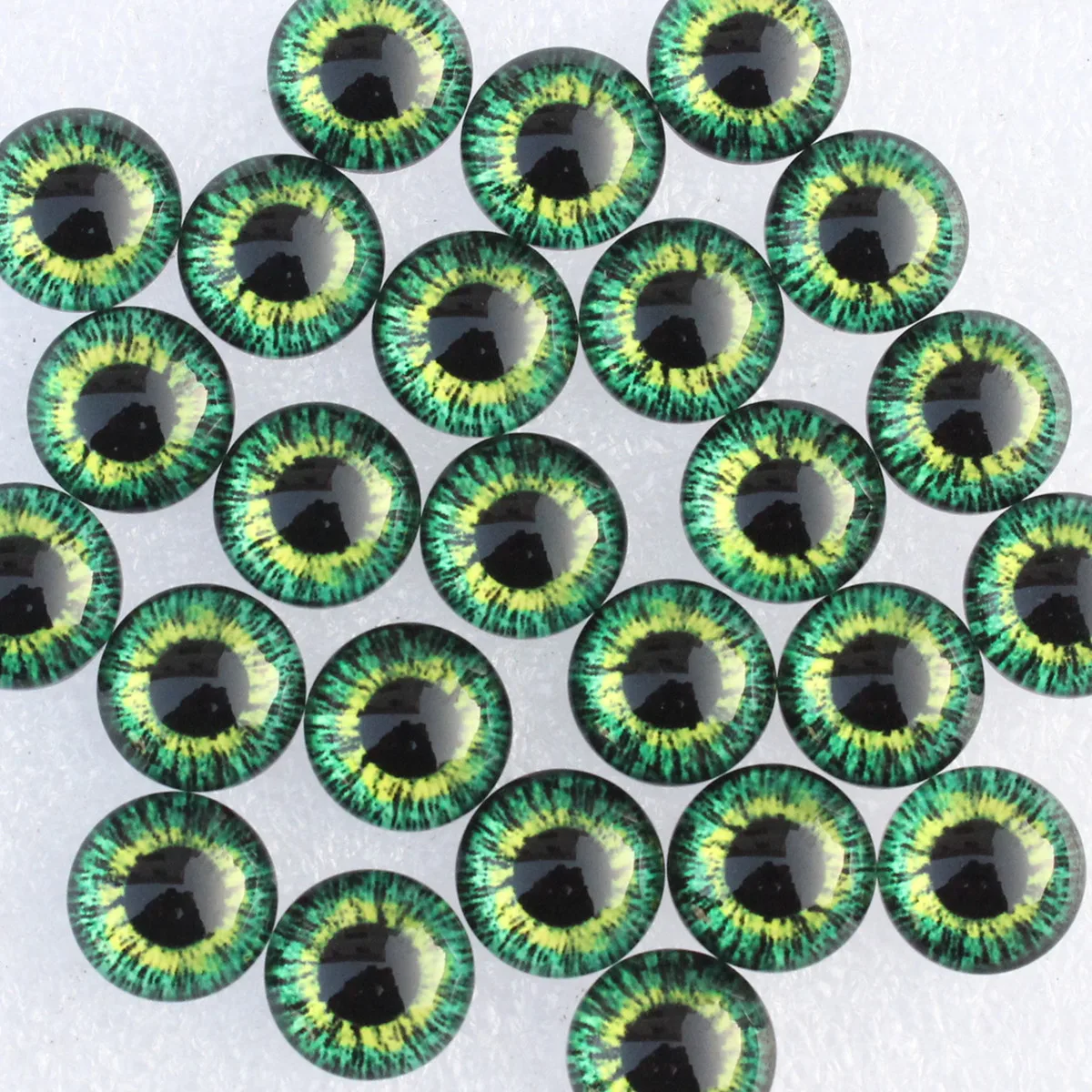 8 10 12 14 16 18 20 25mm Mixed with 5 different Dragon Eyes Pairs Pattern Glass Cabochon Flatback Photo DIY Making Accessories
