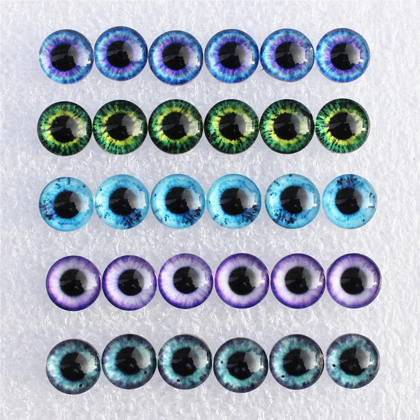 8 10 12 14 16 18 20 25mm Mixed with 5 different Dragon Eyes Pairs Pattern Glass Cabochon Flatback Photo DIY Making Accessories