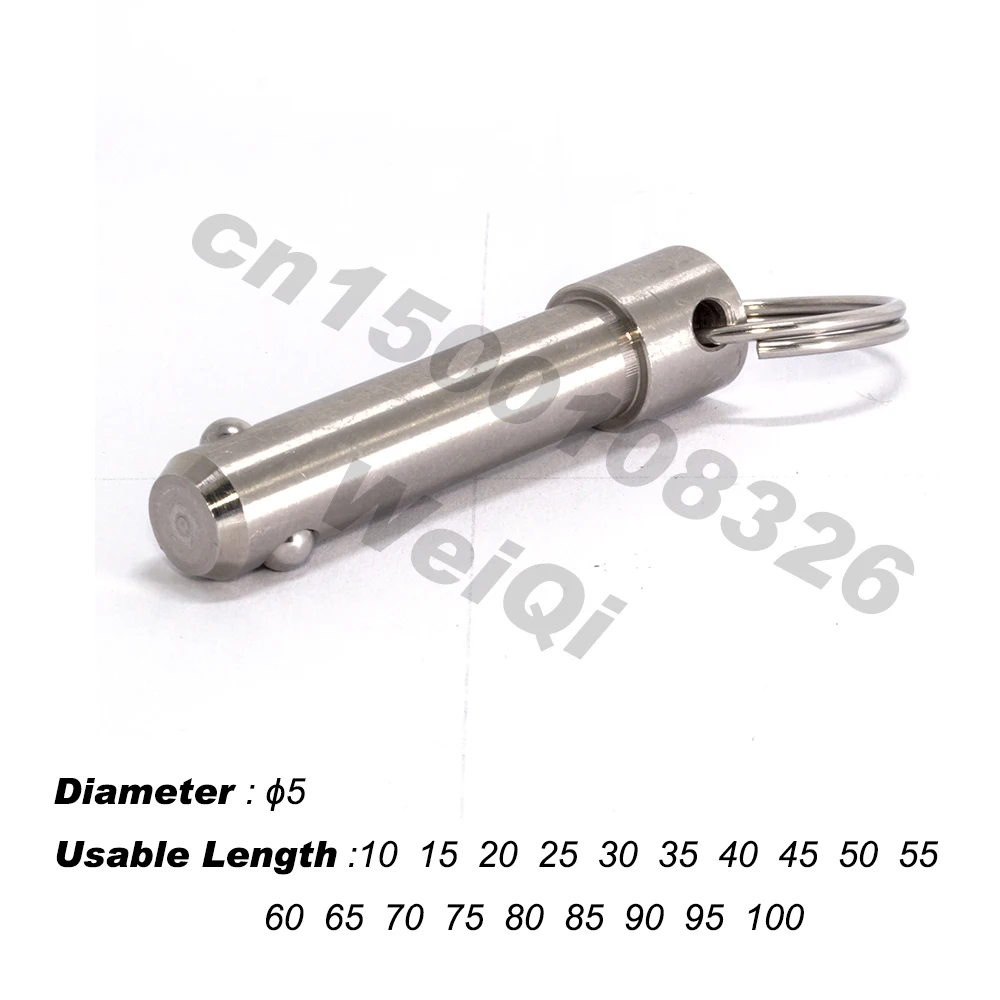 Spring Pins, QUICK RELEASE PINS, Ball Lock Pins, Stainless Steel Pin Dia 5/6/10/12/16/20, Usable Length 10~100mm
