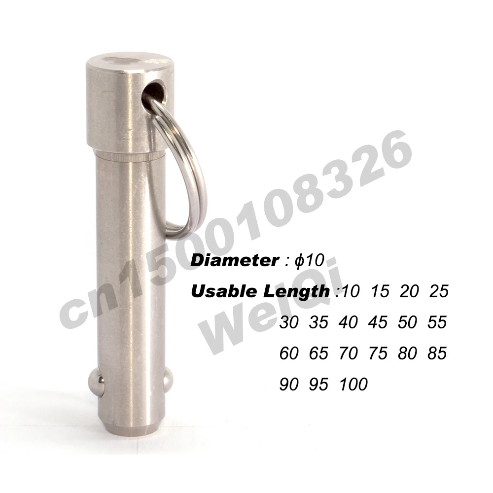 Spring Pins, QUICK RELEASE PINS, Ball Lock Pins, Stainless Steel Pin Dia 5/6/10/12/16/20, Usable Length 10~100mm