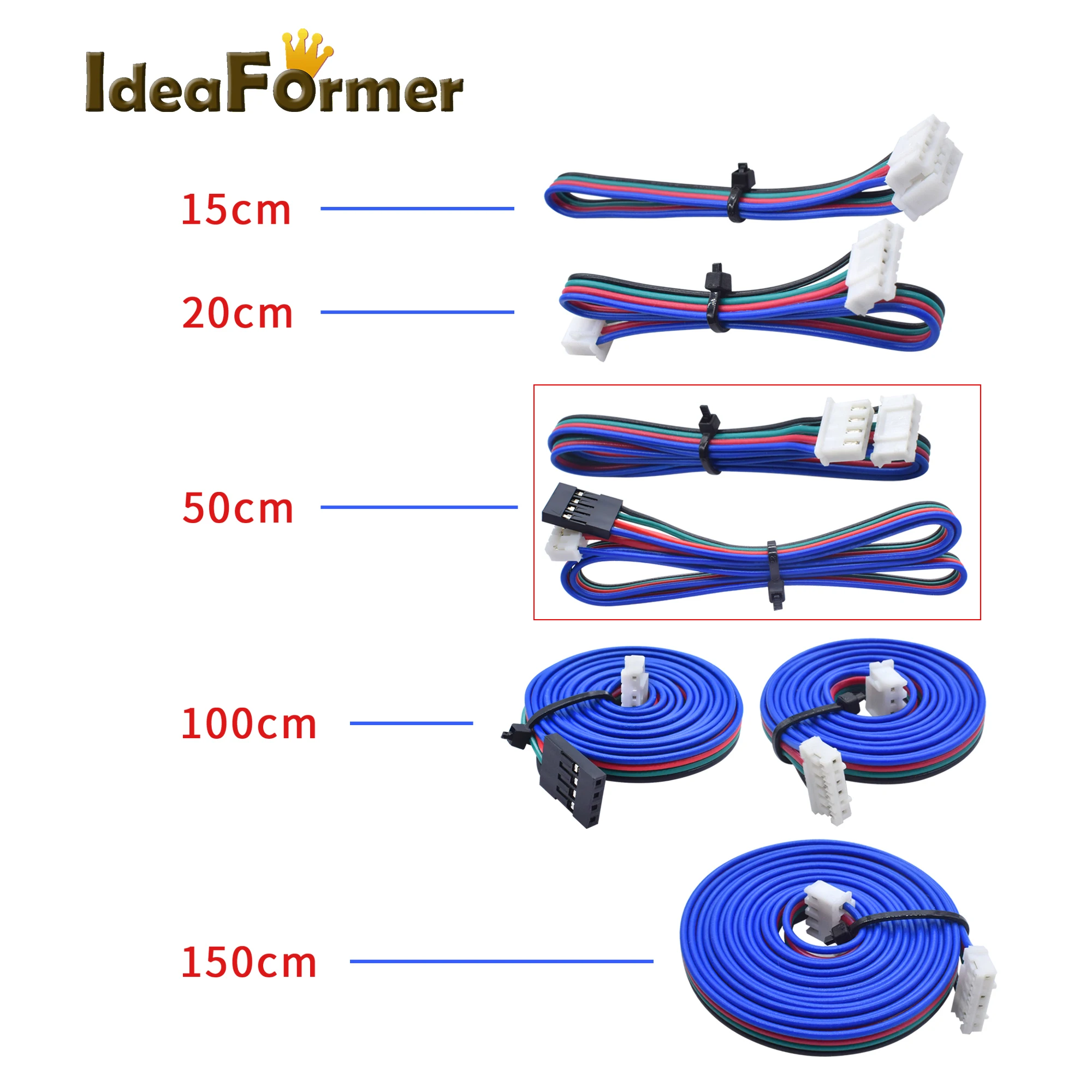 1Pcs 10cm/50cm/100cm/150mm Stepper Motor Cables 6pin PH2.0-4pin Extension Cord XH2.54 Black DuPont Terminal for 3D Printer Parts