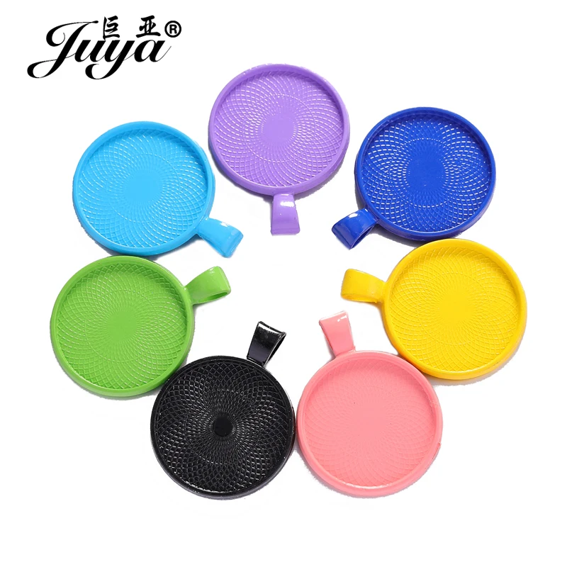 JUYA 10pcs Pendant Cabochon Base DIY Jewelry Making 25mm Inner Size Plated Crafts Setting Necklace Jewellery Findings Accessory