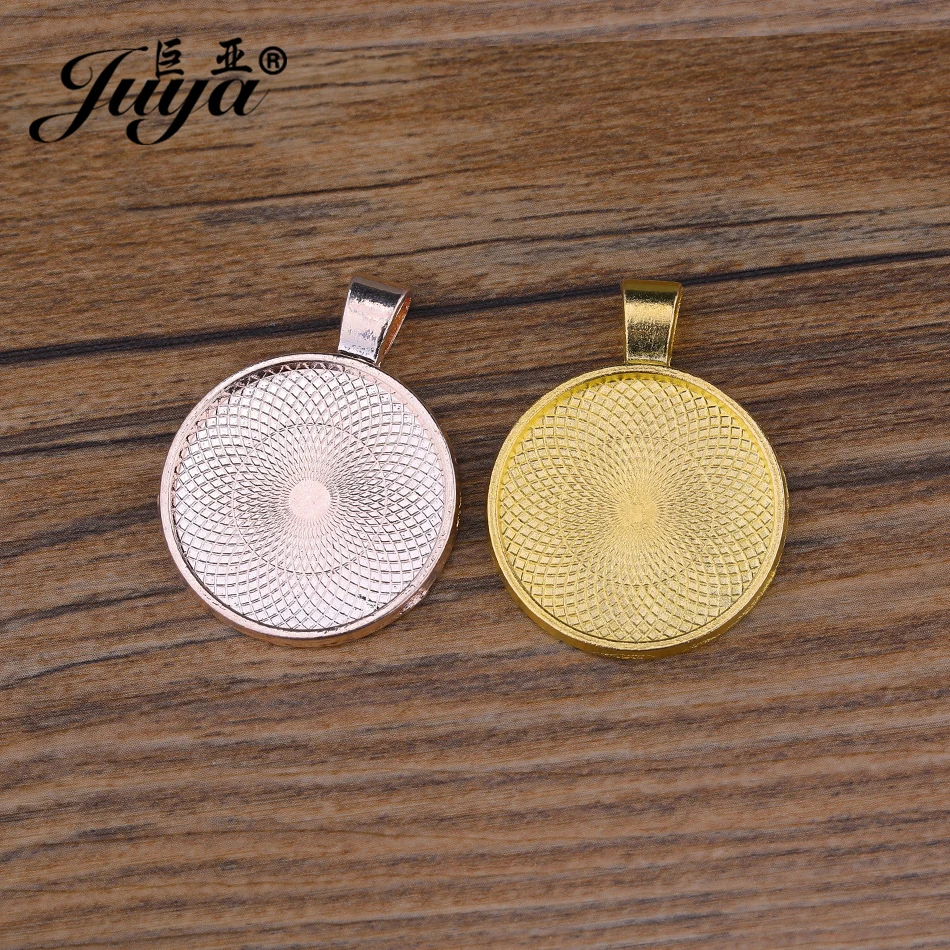 JUYA 10pcs Pendant Cabochon Base DIY Jewelry Making 25mm Inner Size Plated Crafts Setting Necklace Jewellery Findings Accessory