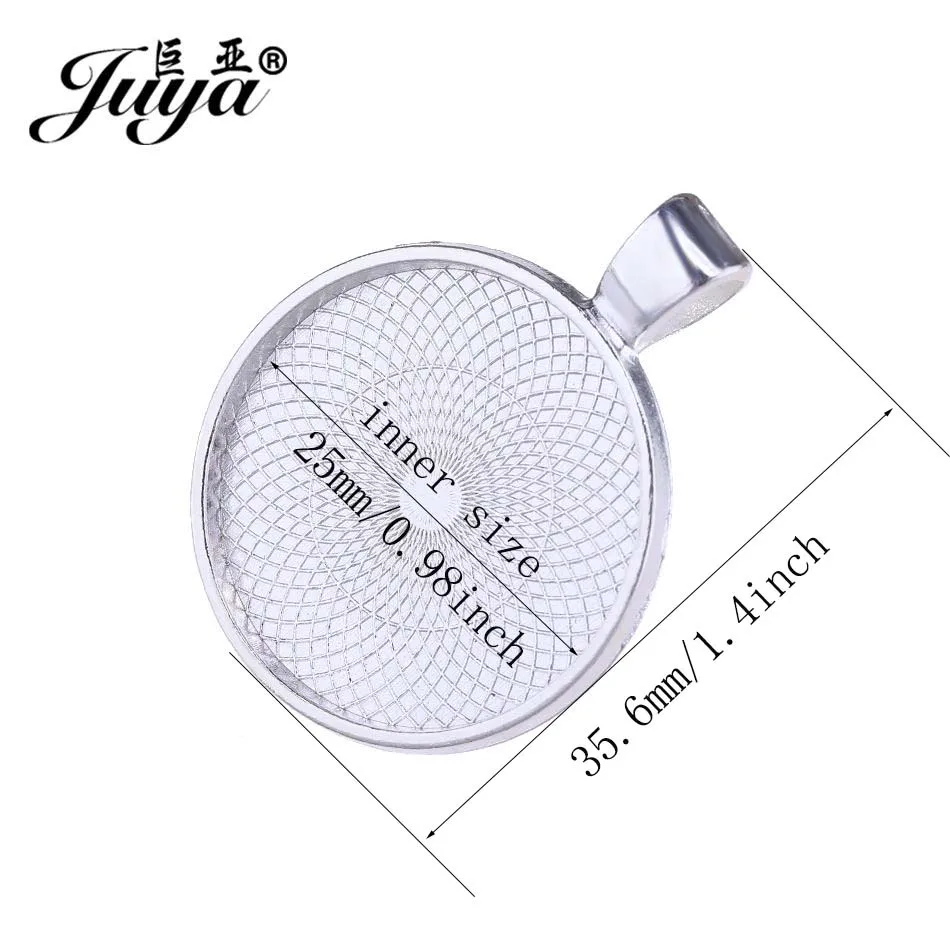 JUYA 10pcs Pendant Cabochon Base DIY Jewelry Making 25mm Inner Size Plated Crafts Setting Necklace Jewellery Findings Accessory
