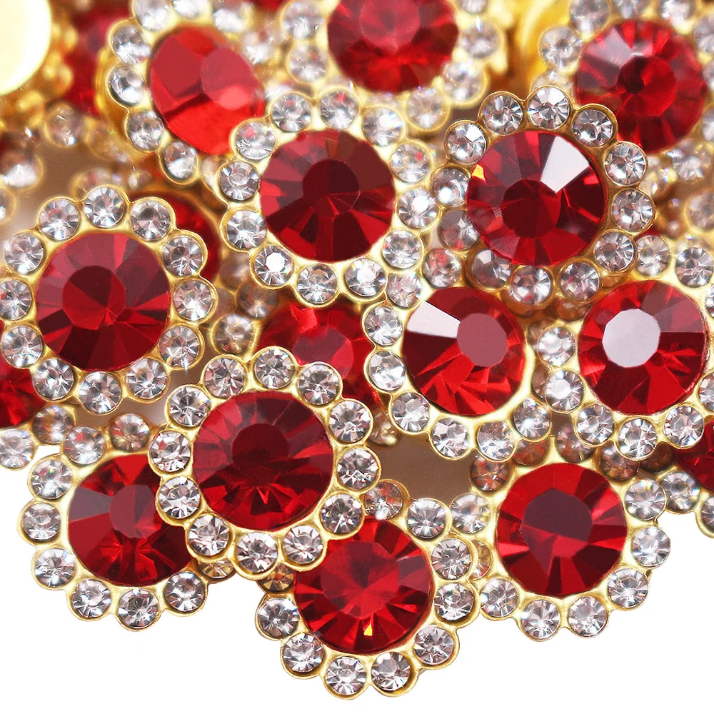 8mm-12mm Sunflower Sewing Claw Rhinestones Crystals Glass Beads Buttons Stones Sew On Rhinestone for Clothes Sewing Accessories