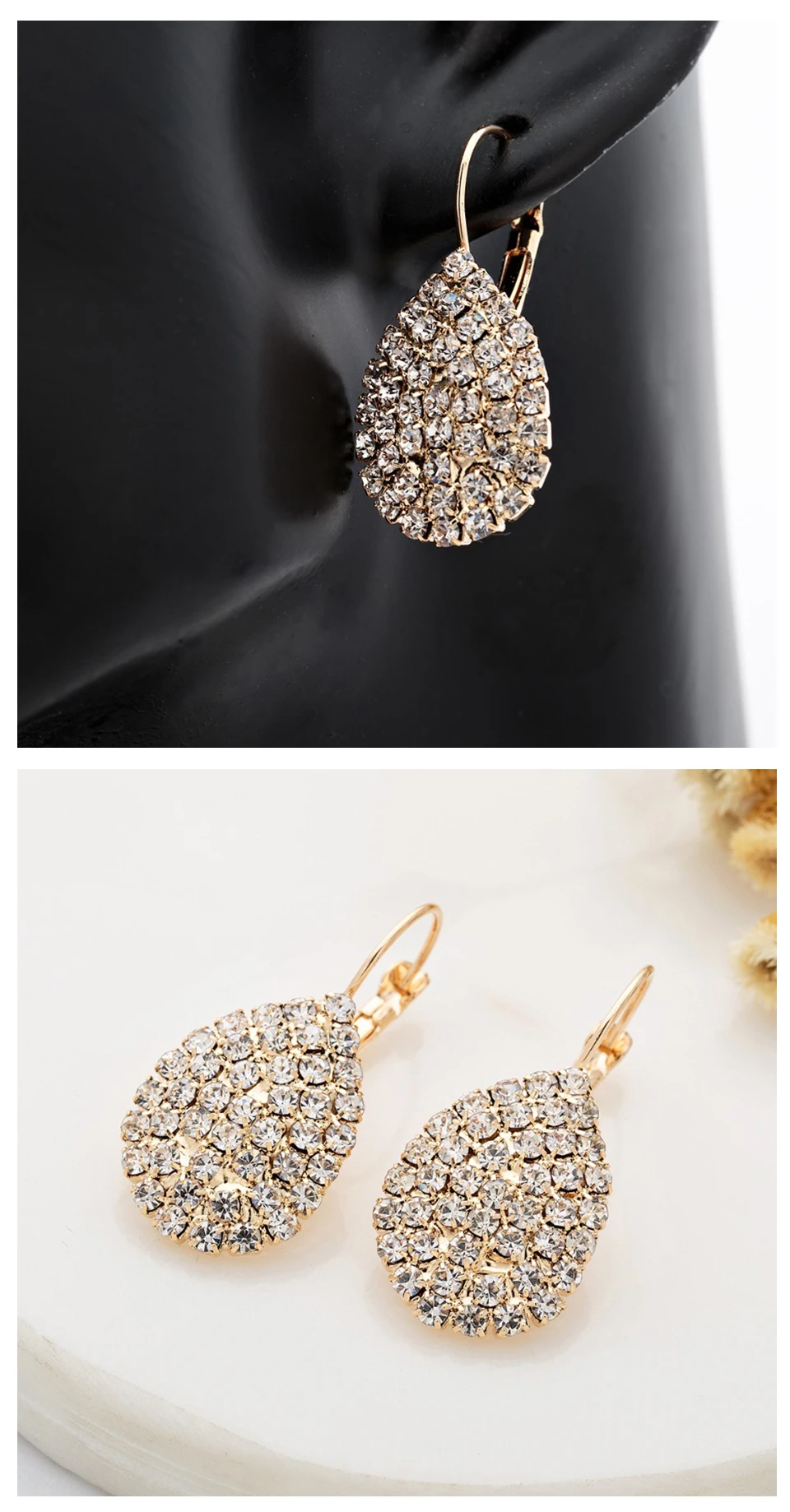 YFJEWE Women Waterdrop Rhinestone Earrings Fashion Crystal Drop Earrings Free Shipping Boucle D'oreille Femme E601