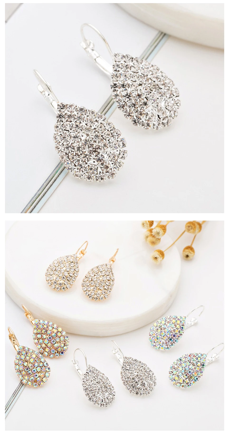 YFJEWE Women Waterdrop Rhinestone Earrings Fashion Crystal Drop Earrings Free Shipping Boucle D'oreille Femme E601