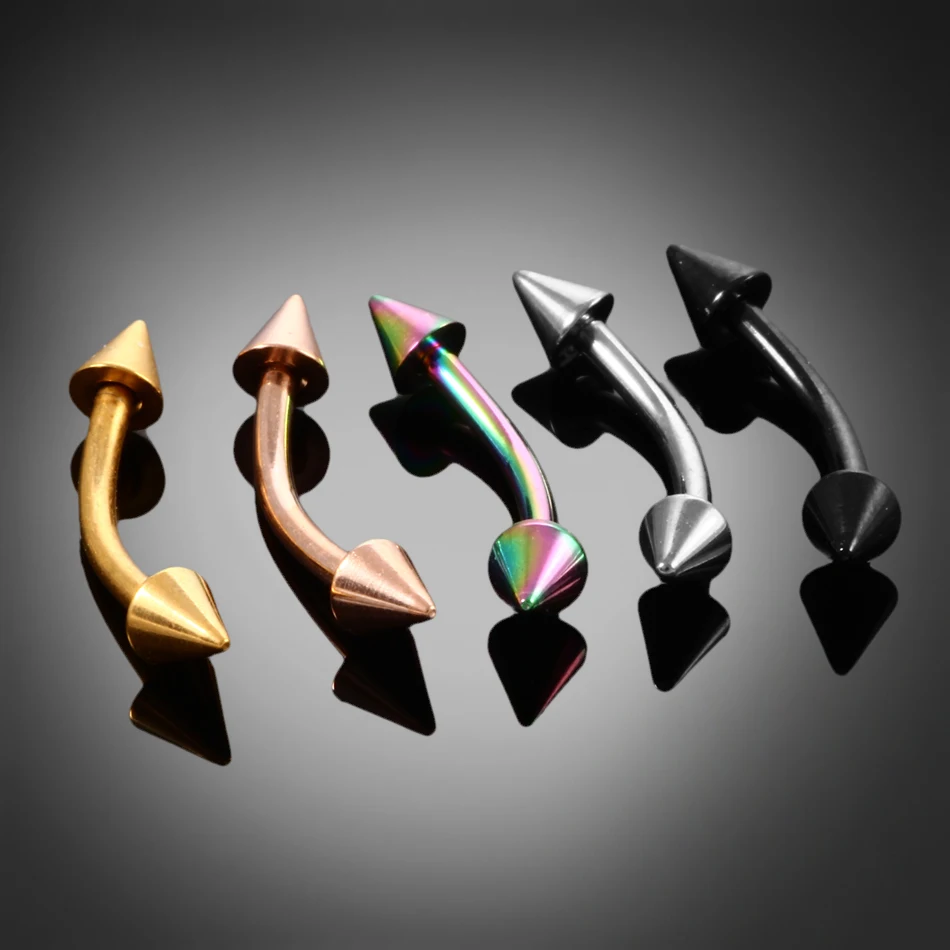 G23 Titanium Epoxy Curved Barbells Eyebrow Rings Piercing Curved Bar Banana Eyebrow Ear Cartilage Tragus Body Piercing Jewelry