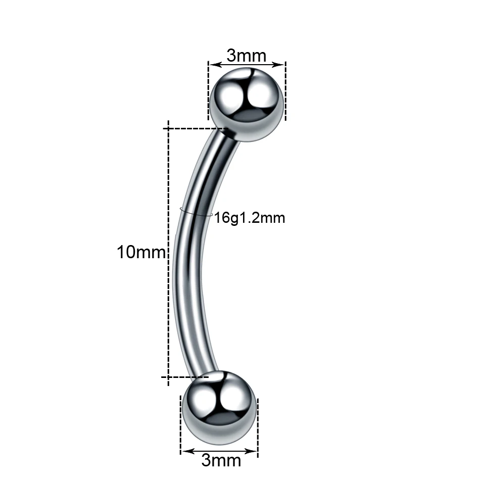 G23 Titanium Epoxy Curved Barbells Eyebrow Rings Piercing Curved Bar Banana Eyebrow Ear Cartilage Tragus Body Piercing Jewelry