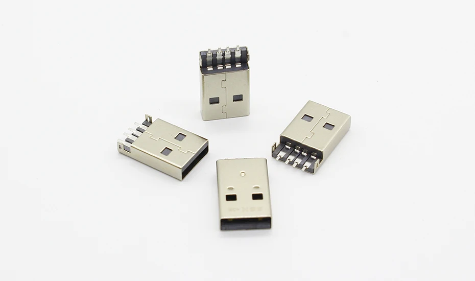 10pcs/lot USB 2.0 4Pin A Type Male Plug SMT Connector Black G49 for Data Transmission Charging