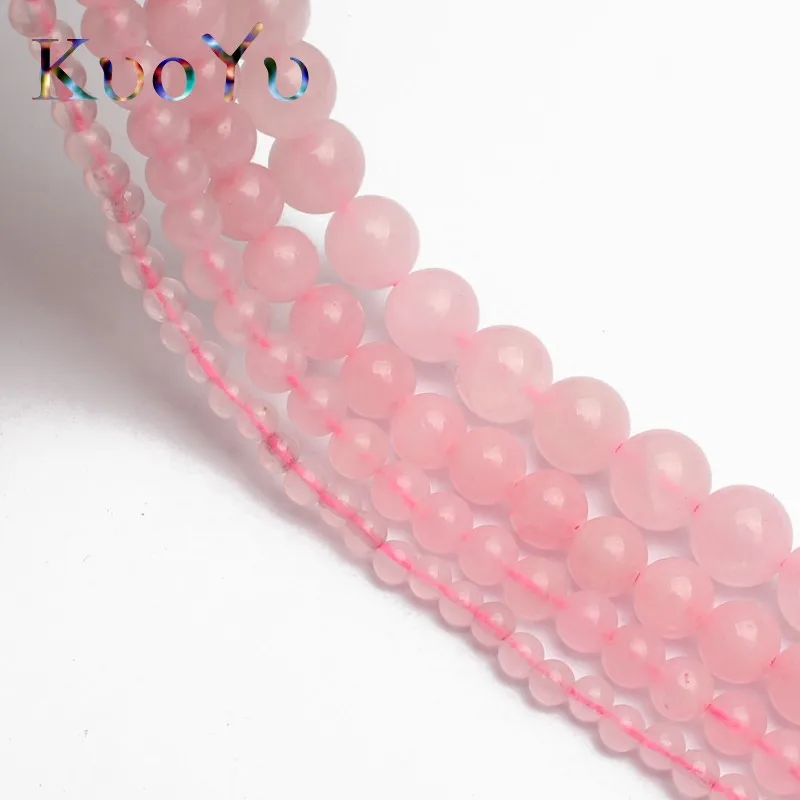 Natural Stone Beads Rose Quartzs Round Loose Beads 15" 4/6/8/10/12/14mm Pink Crystal For DIY Making Bracelet Necklace Jewelry