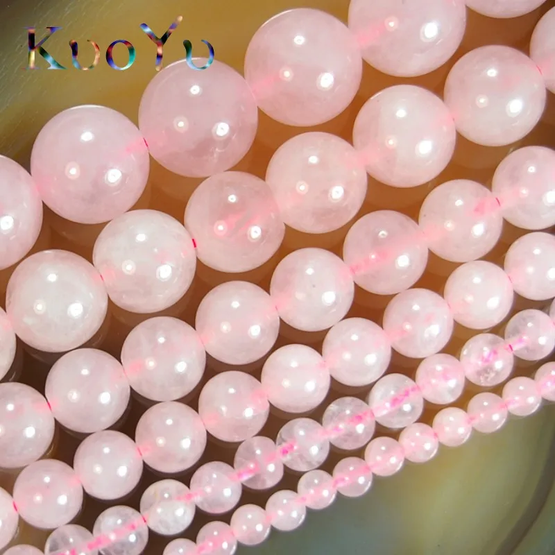 Natural Stone Beads Rose Quartzs Round Loose Beads 15" 4/6/8/10/12/14mm Pink Crystal For DIY Making Bracelet Necklace Jewelry