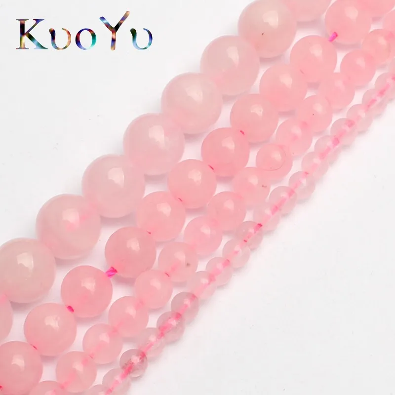 Natural Stone Beads Rose Quartzs Round Loose Beads 15" 4/6/8/10/12/14mm Pink Crystal For DIY Making Bracelet Necklace Jewelry