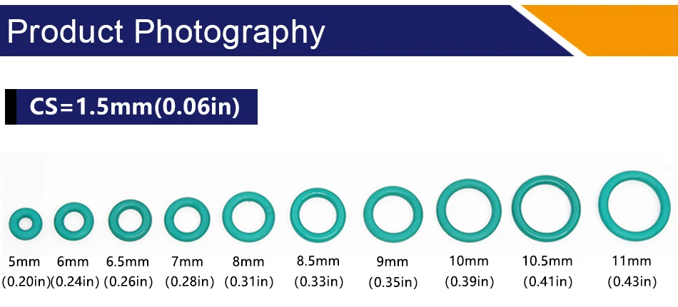 Thickness CS1/1.2/1.5mm Green FKM O-ring FPM Fluorine Rubber Sealing Gasket Elasticity Rubber Washer Ring Spot Wholesale