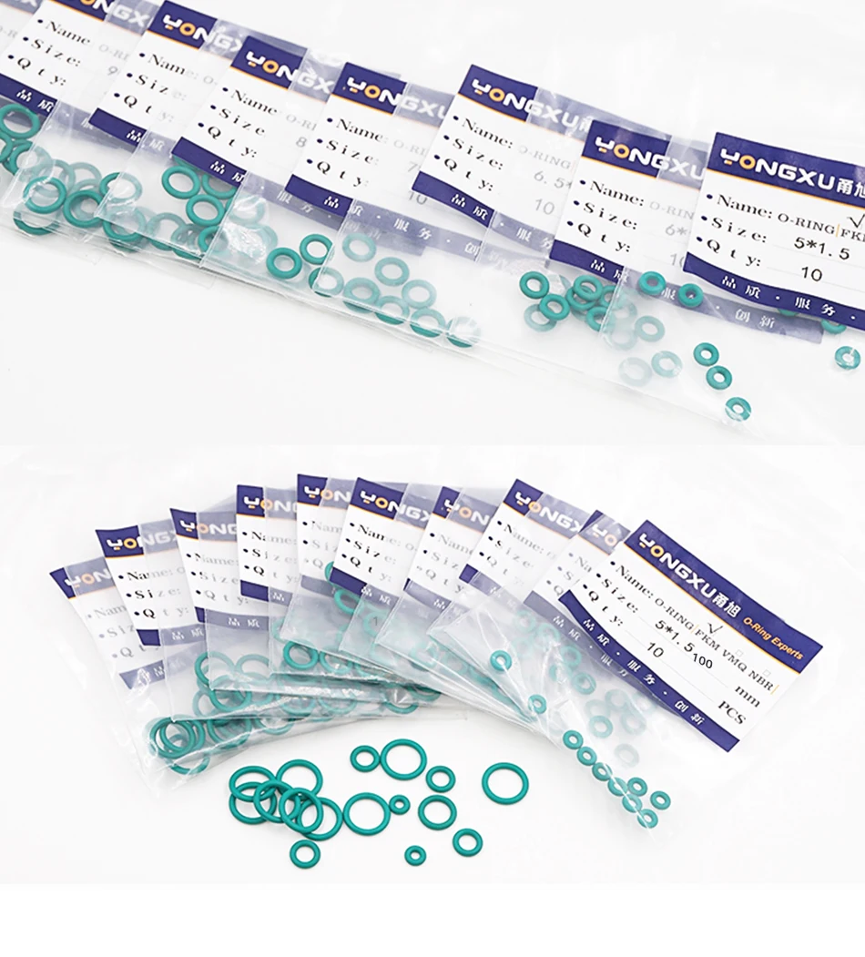 Thickness CS1/1.2/1.5mm Green FKM O-ring FPM Fluorine Rubber Sealing Gasket Elasticity Rubber Washer Ring Spot Wholesale