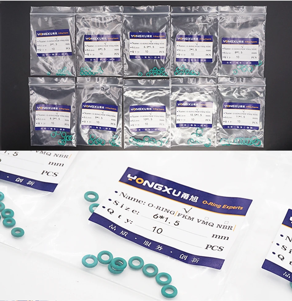 Thickness CS1/1.2/1.5mm Green FKM O-ring FPM Fluorine Rubber Sealing Gasket Elasticity Rubber Washer Ring Spot Wholesale