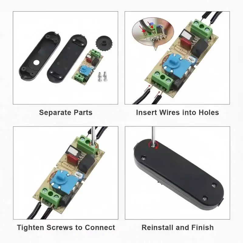 AC 220-240V LED Dimmer Switch Midway Inline Full Range Rotary Dimmer Switch for DIY Power Cords
