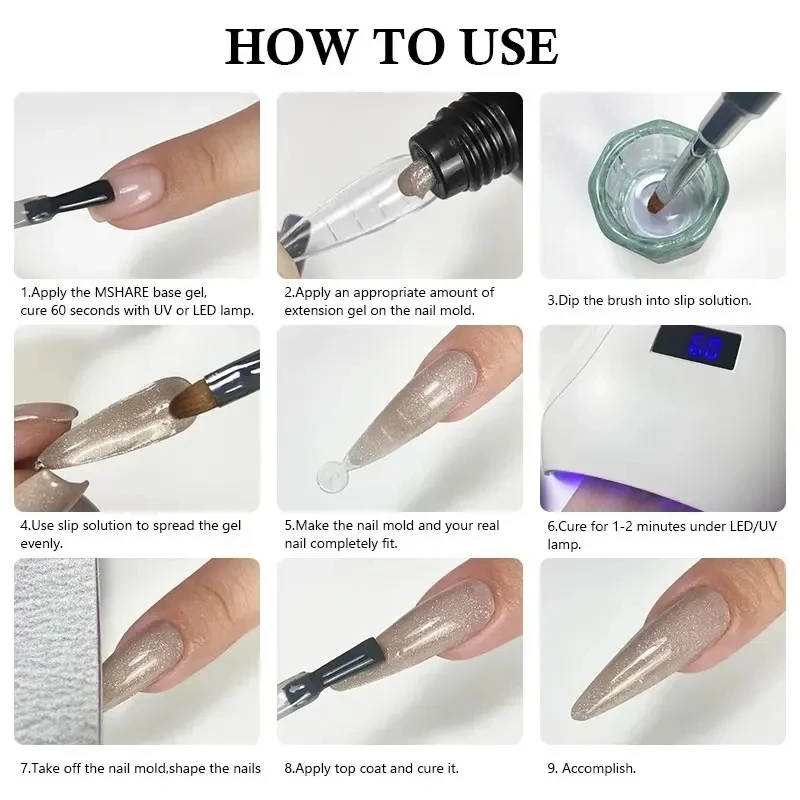 MSHARE Poly Nails Acryl Gel 60ml Builder UV Led Acrylgel Nails Extensions Acrylic Pink White Clear Acrylatic Hema Tpo Free Gel