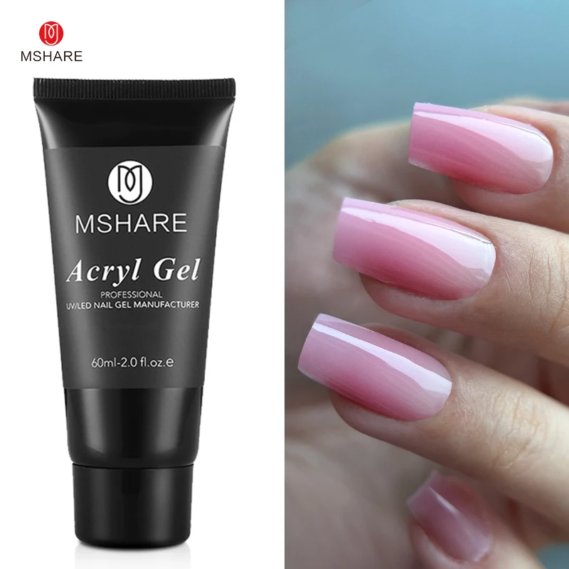 MSHARE Poly Nails Acryl Gel 60ml Builder UV Led Acrylgel Nails Extensions Acrylic Pink White Clear Acrylatic Hema Tpo Free Gel