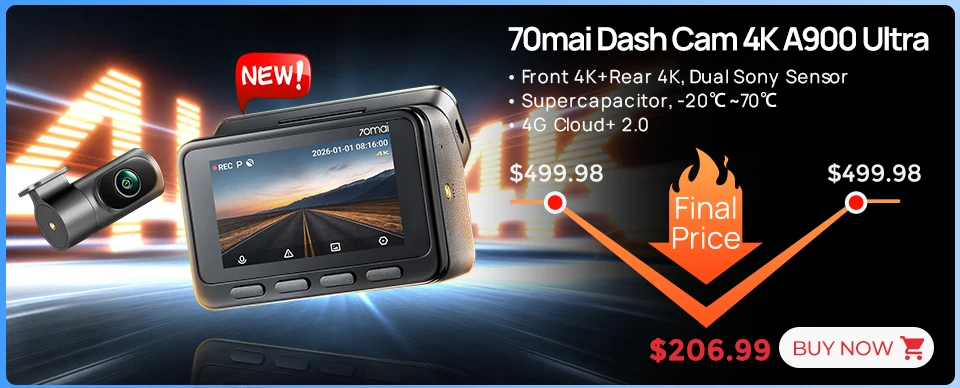 New 70mai Dash Cam M310 Plus 3K 1620P WDR Voice Control 139°FOV Car DVR 70mai M310 Plus 3K Car Recorder Parking Monitor
