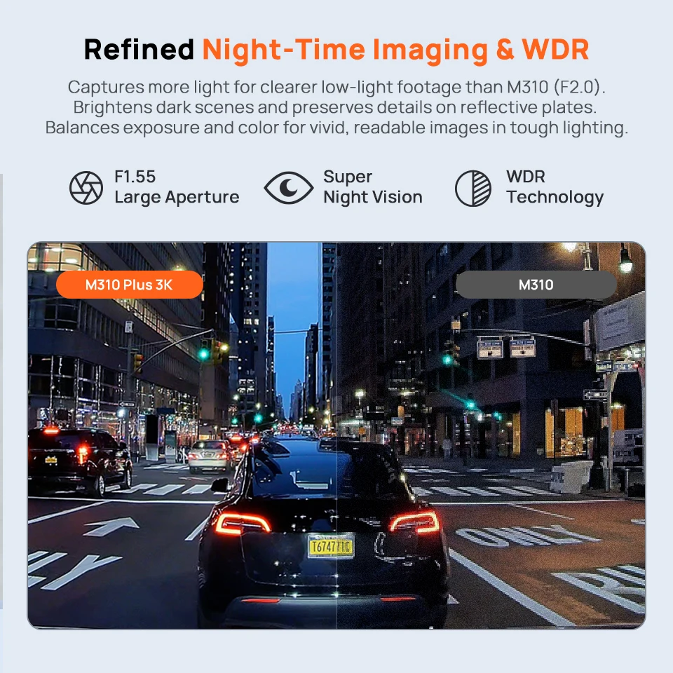 New 70mai Dash Cam M310 Plus 3K 1620P WDR Voice Control 139°FOV Car DVR 70mai M310 Plus 3K Car Recorder Parking Monitor