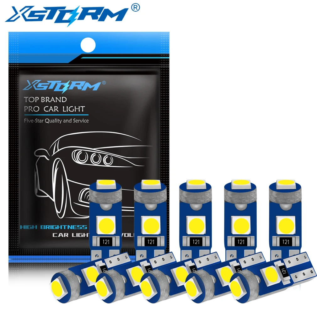 10Pcs T5 Led Bulb W3W W1.2W Led Canbus Car Interior Lights Dashboard Warming Indicator Wedge Auto Instrument Lamp 12V