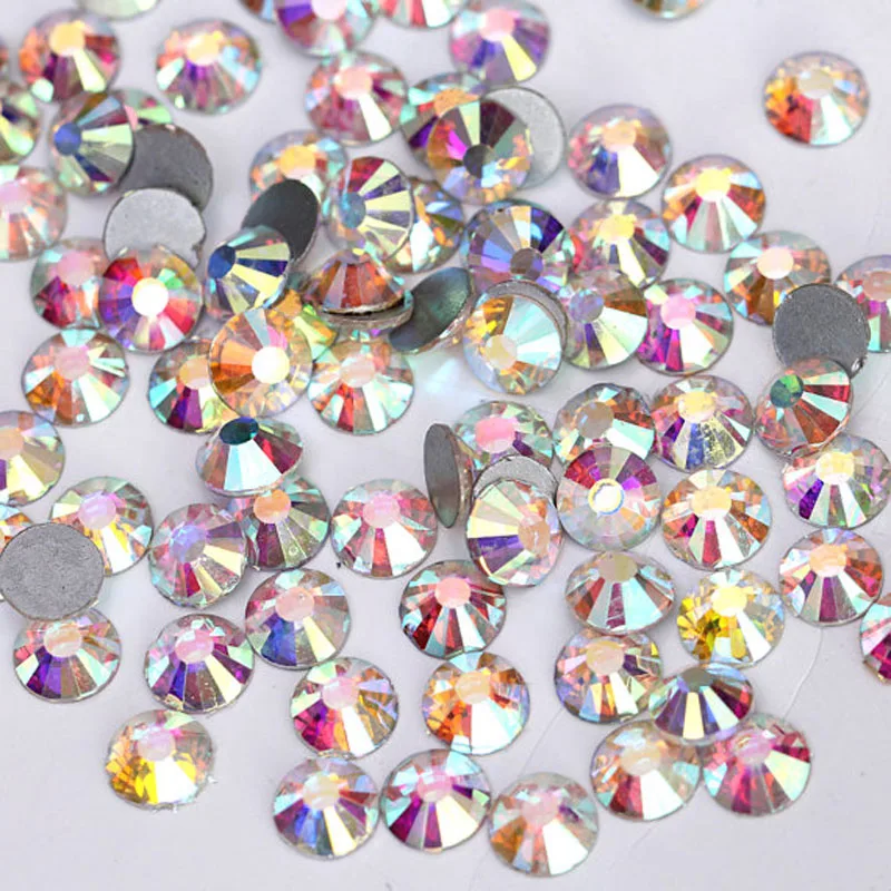 AB/Clear 1 Bag Nail Rhinestones Sizes SS3-SS12 1440 pcs Nail Art Decoration Flatback Glass Stones Shiny Gems DIY Gems