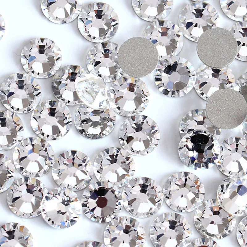 AB/Clear 1 Bag Nail Rhinestones Sizes SS3-SS12 1440 pcs Nail Art Decoration Flatback Glass Stones Shiny Gems DIY Gems