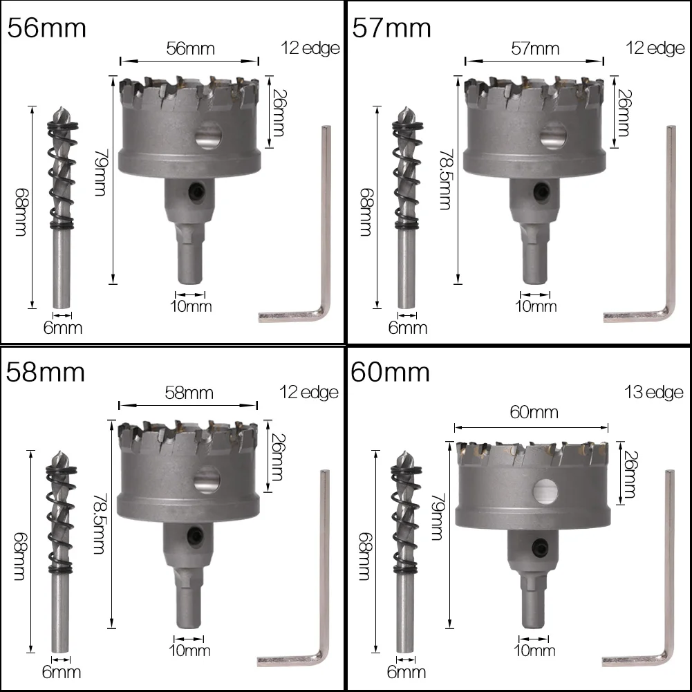 1 Pc 5A Carbide Tip TCT Drill Bit Hole Saw 12-150mm Drill Bit Set Hole Saw Cutter For Stainless Steel Metal Alloy Drilling