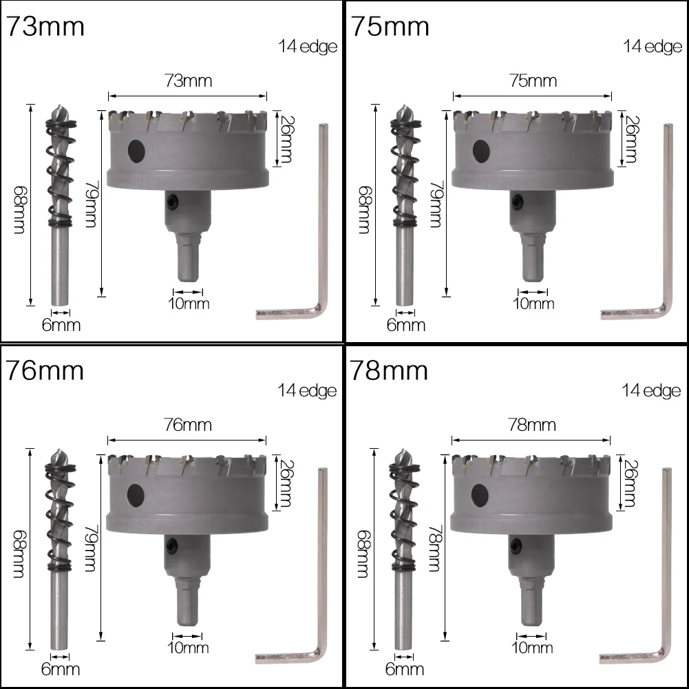1 Pc 5A Carbide Tip TCT Drill Bit Hole Saw 12-150mm Drill Bit Set Hole Saw Cutter For Stainless Steel Metal Alloy Drilling