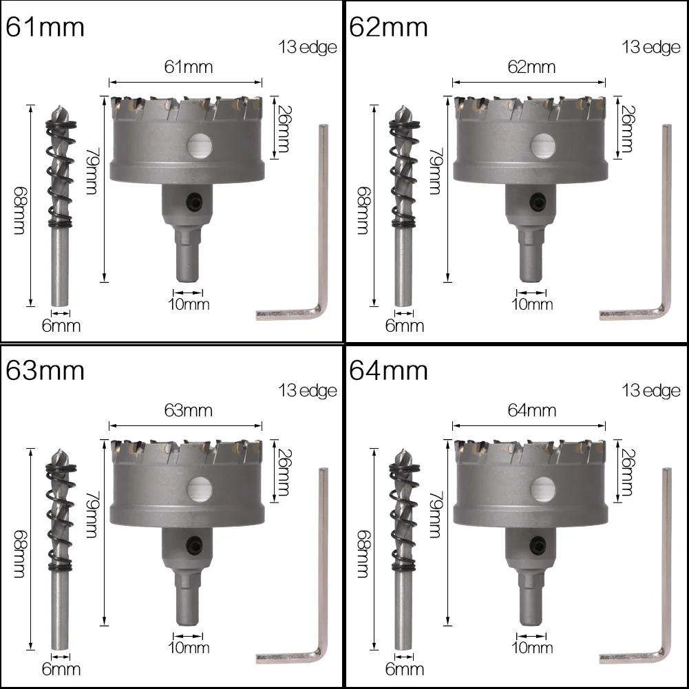 1 Pc 5A Carbide Tip TCT Drill Bit Hole Saw 12-150mm Drill Bit Set Hole Saw Cutter For Stainless Steel Metal Alloy Drilling