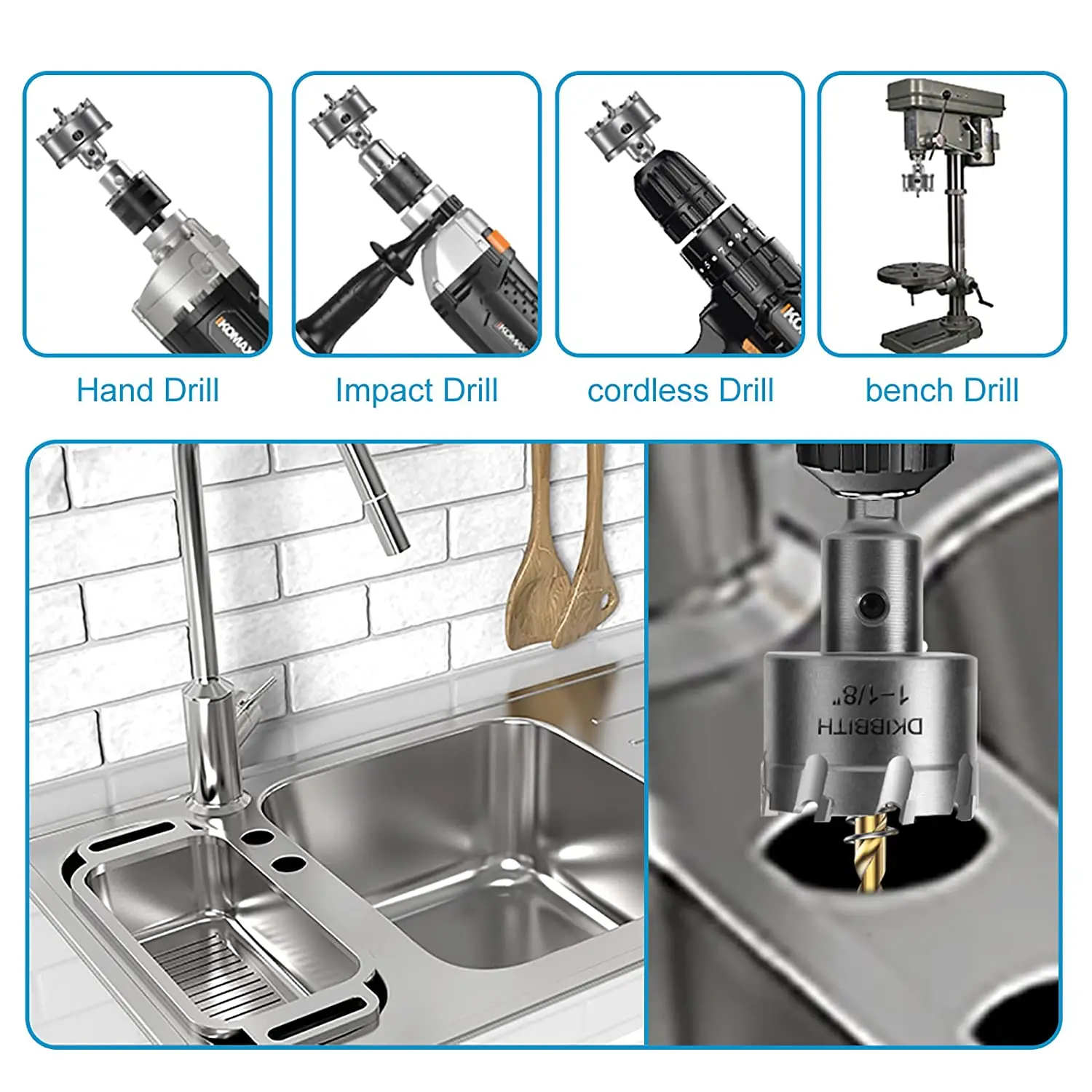 1 Pc 5A Carbide Tip TCT Drill Bit Hole Saw 12-150mm Drill Bit Set Hole Saw Cutter For Stainless Steel Metal Alloy Drilling